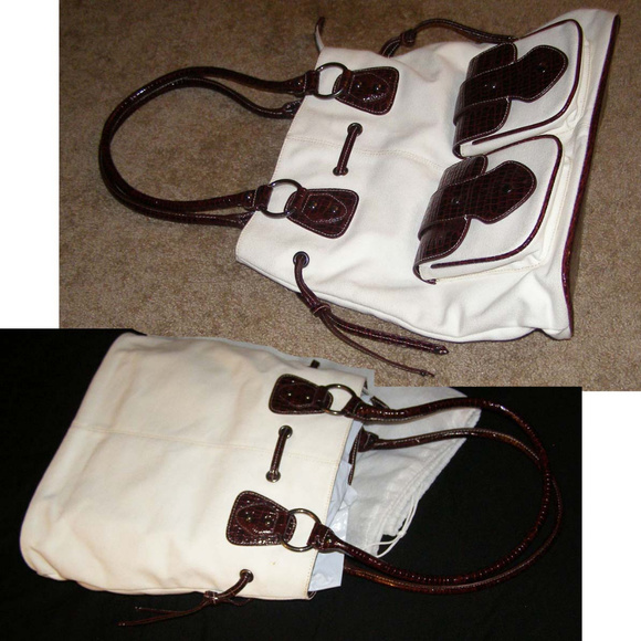 🍷New Earth Axxessories canvas & faux leather bag Summer tote - Picture 7 of 8